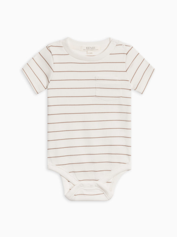 Dana Ribbed Short Sleeve Pocket Bodysuit Baby : One Pieces : Bodysuits : Short Sleeves Kendi Organic Cotton Baby Dana Ribbed Short Sleeve Pocket Bodysuit