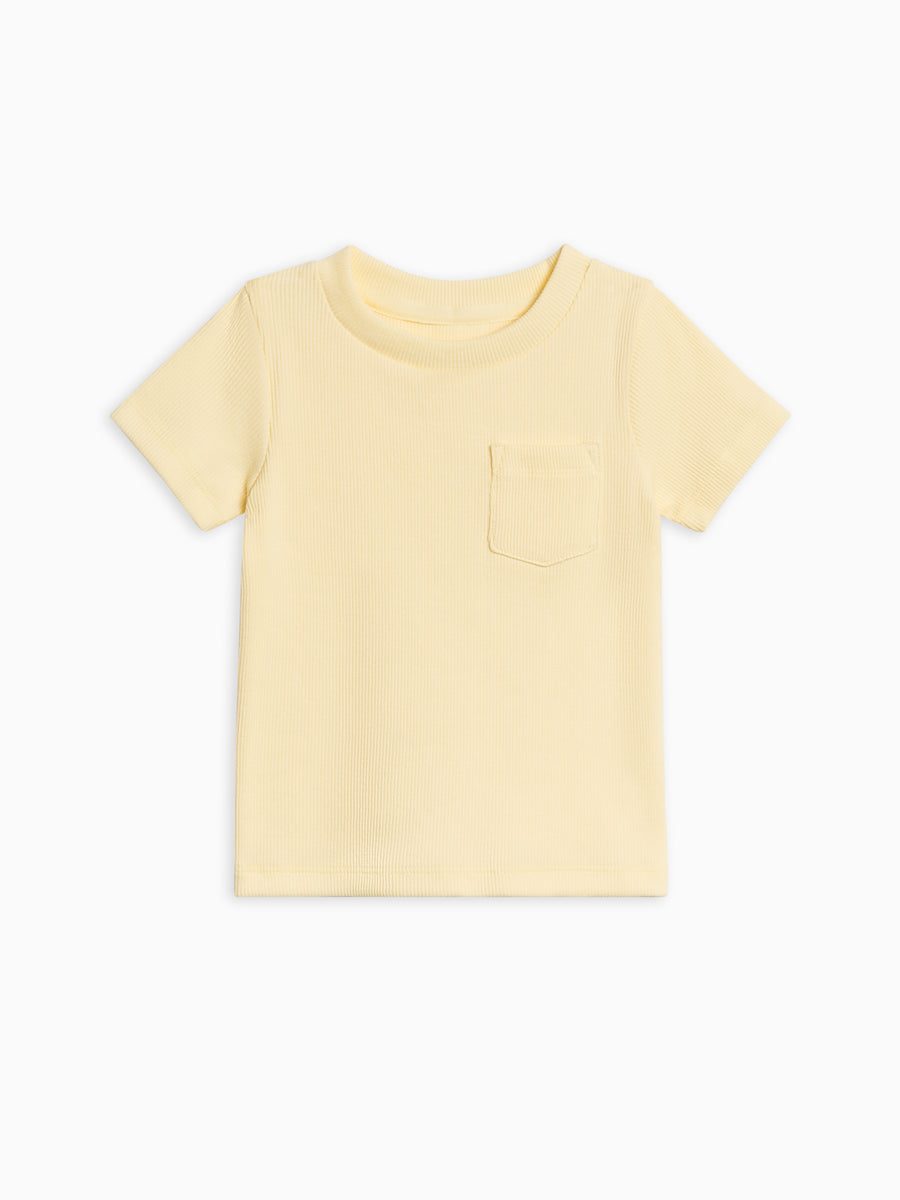 Lou Ribbed Short Sleeve Pocket Tee Baby-Kids : Tops : Shirts : Short Sleeves Kendi Organic Cotton Baby and Kids Lou Ribbed Short Sleeve Pocket Tee