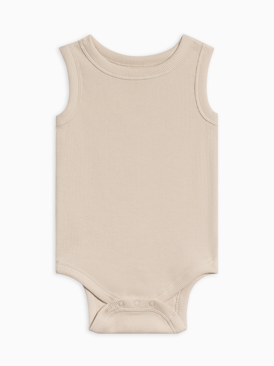 Jett Ribbed Tank Bodysuit Baby : One Pieces : Bodysuits : Tanks Kendi Organic Cotton Baby Jett Ribbed Tank Bodysuit