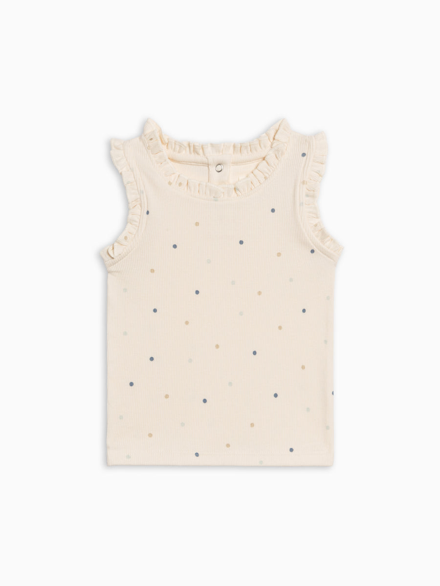 Cindy Ribbed Ruffle Tank - Regatta