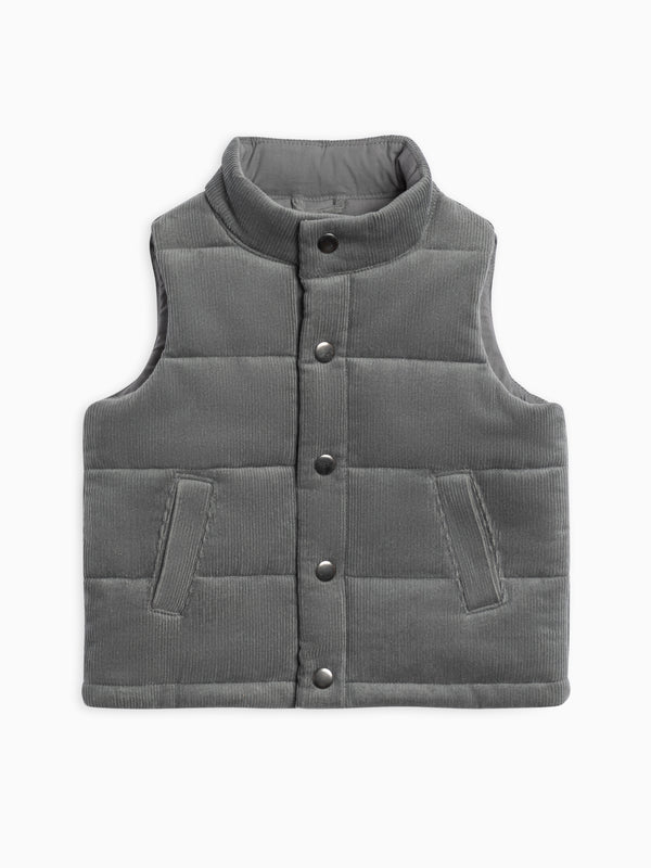 Idris Corduroy Snap Vest Baby-Kids : Tops : Outerwear Kendi Organic Cotton Baby and Kids Idris Corduroy Snap Vest