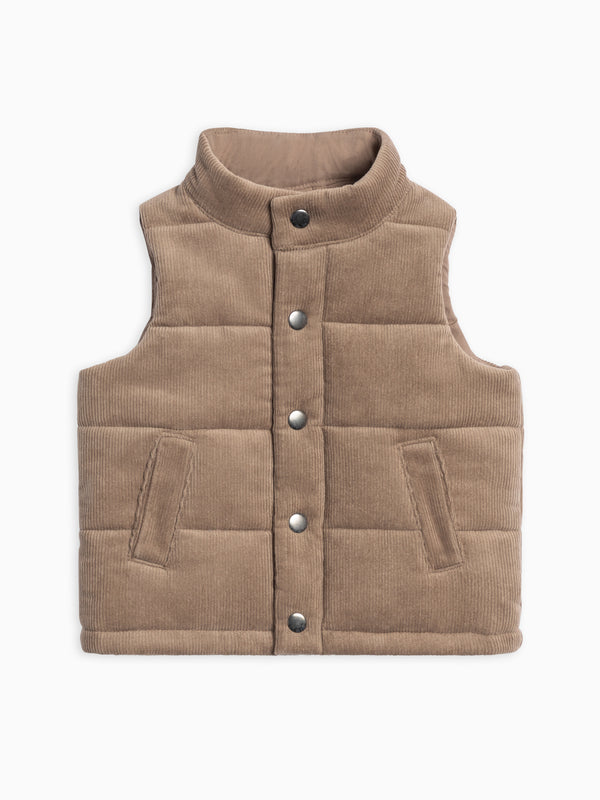 Idris Corduroy Snap Vest - Taupe Baby-Kids : Tops : Tanks KENDI by Colored Organics Organic Cotton Baby and Kids Idris | Colored Organics®