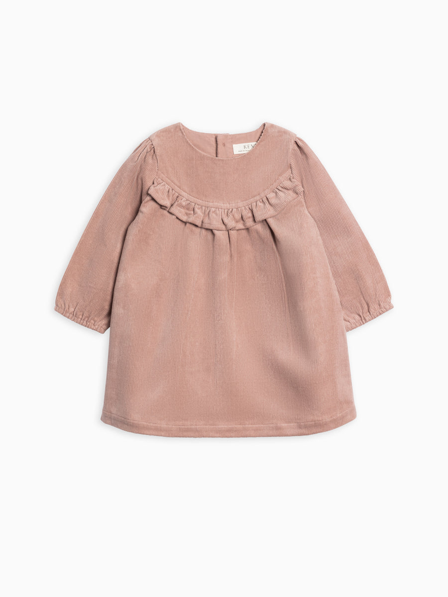 Dafina Corduroy Ruffle Dress Baby-Kids : Dresses : Long Sleeve Kendi Organic Cotton Baby and Kids Dafina Corduroy Ruffle Dress