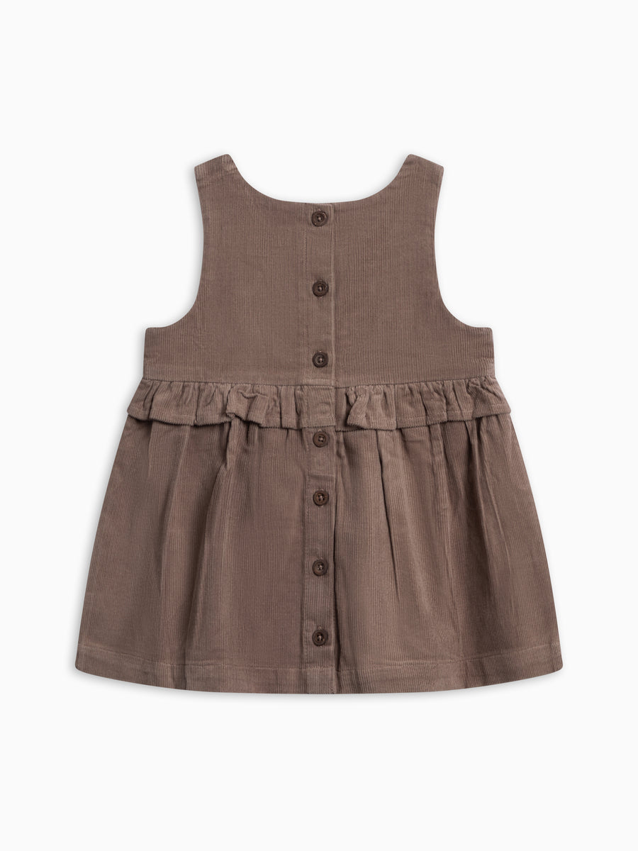 Lois Fine Corduroy Ruffle Jumper - Taupe