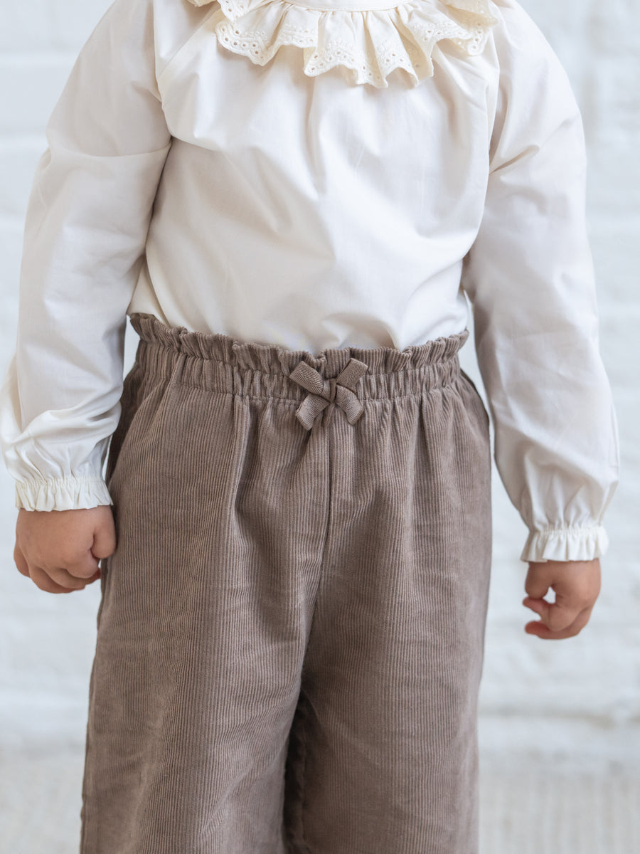 Nadine Fine Corduroy Wide Leg Toddler Pant - Taupe