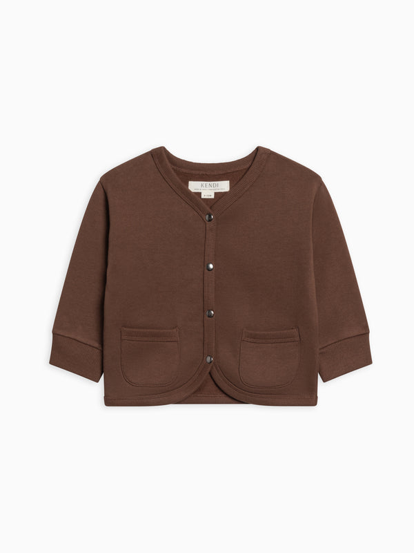 Blair Fleece Snap Front Cardigan Sale : Baby-Kids : Tops : Cardigans : Long Sleeves Kendi Organic Cotton Baby and Kids Blair Fleece Snap Front Cardigan