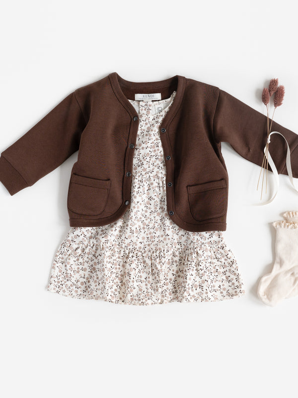 Blair Fleece Snap Front Cardigan Sale : Baby-Kids : Tops : Cardigans : Long Sleeves Kendi Organic Cotton Baby and Kids Blair Fleece Snap Front Cardigan