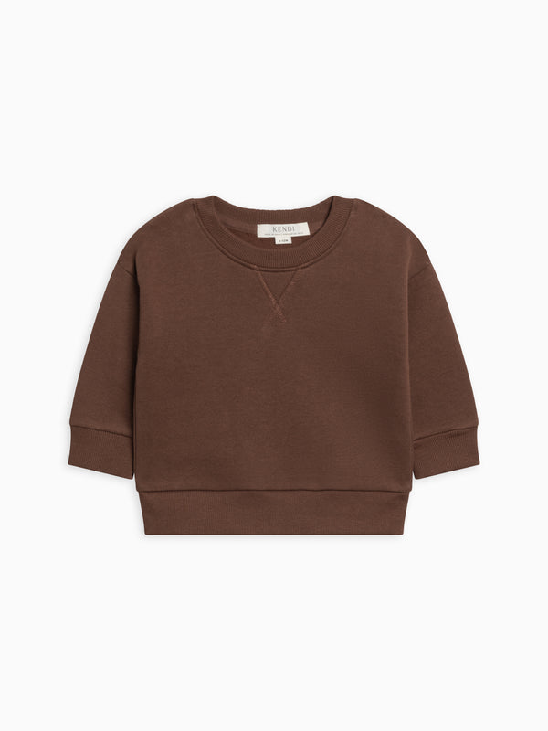 Georgie Fleece Relaxed Dropped Shoulder Pullover Sweatshirt Sale : Baby-Kids : Tops : Pullovers : Long Sleeves Kendi Organic Cotton Baby and Kids Fleece Long Sleeve Crew Sweatshirt