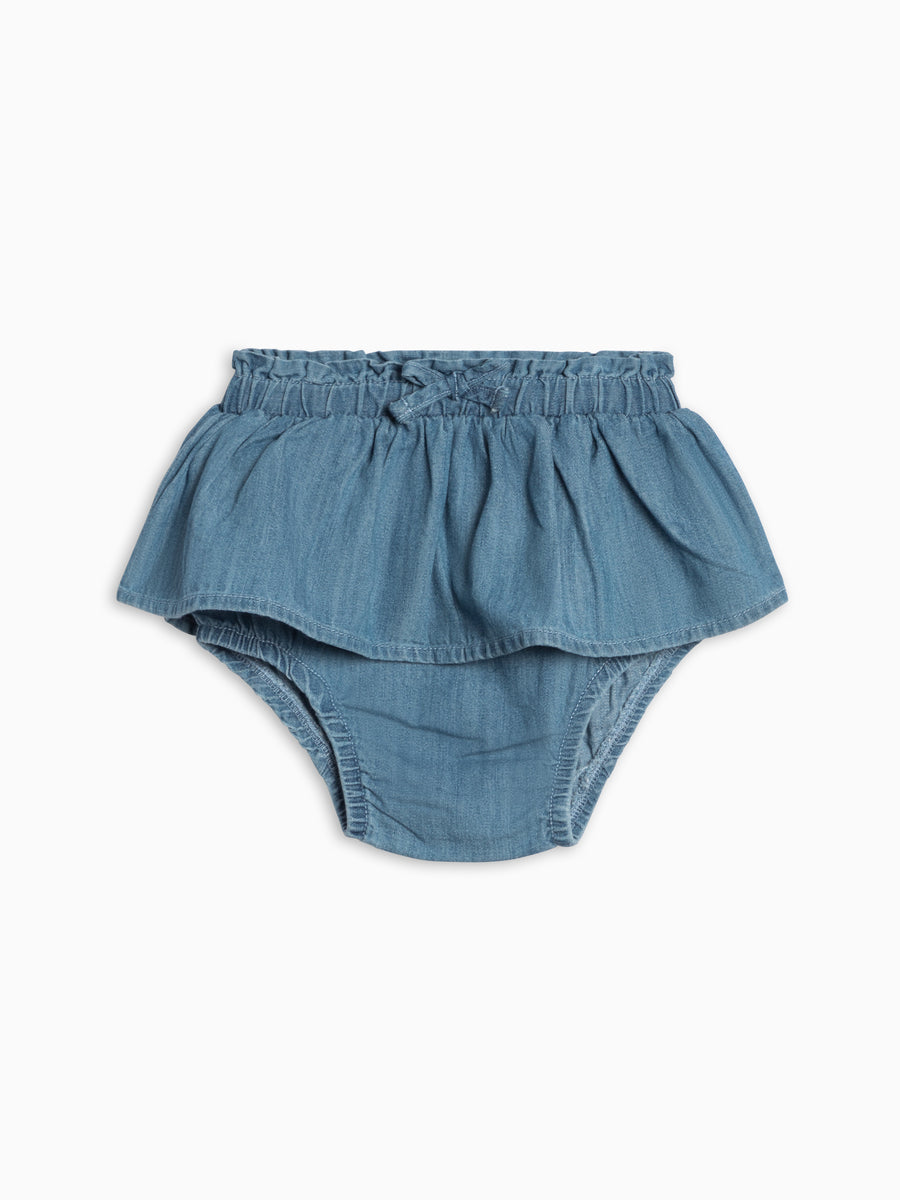 Iona Chambray Skirted Bloomer Baby : Bottoms : Shorts KENDI by Colored Organics Iona Chambray Skirted Bloomer for Baby | Colored Organics®