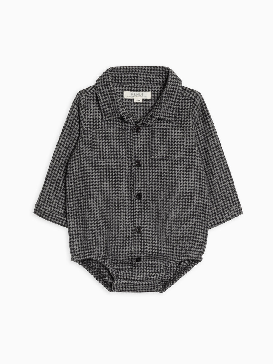 Carson Flannel Long Sleeve Collared Button Down Bodysuit Sale : Baby : One Pieces : Bodysuits : Long Sleeves Kendi Organic Cotton Baby Carson Flannel Long Sleeve Collared Button Down Bodysuit