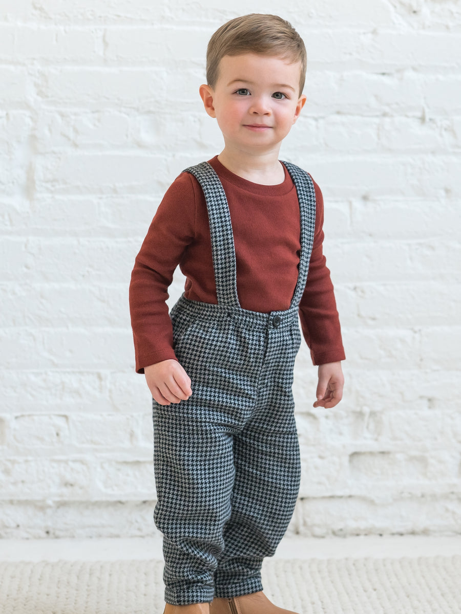 Hank Flannel Pants with Suspenders Baby-Kids : Bottoms : Pants Kendi Organic Cotton Baby and Kids Hank Flannel Pants with Suspenders