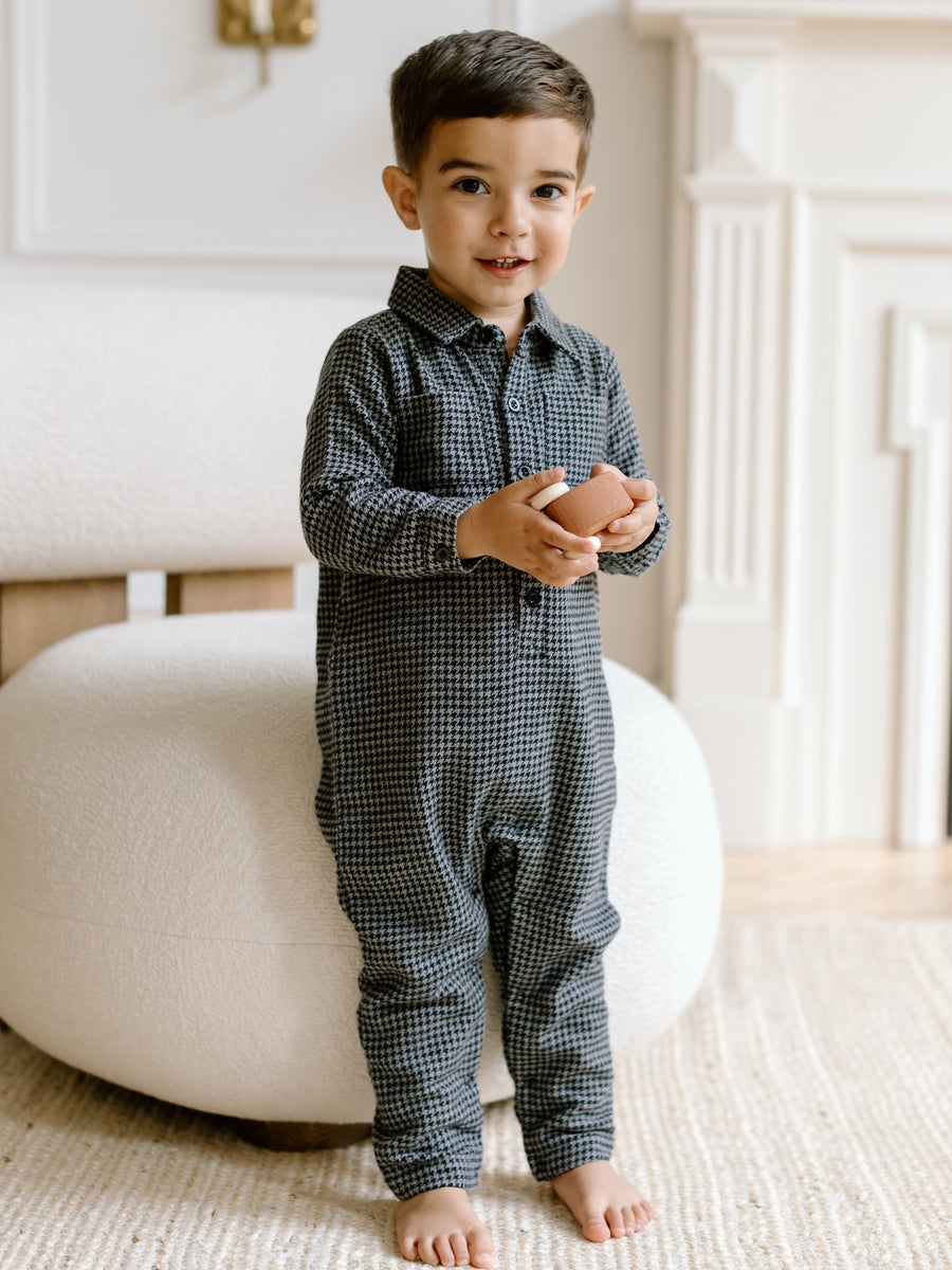 Locke Flannel Collar Romper Sale : Baby : One Pieces : Rompers : Long Sleeves Kendi Organic Cotton Baby Locke Flannel Collar Romper