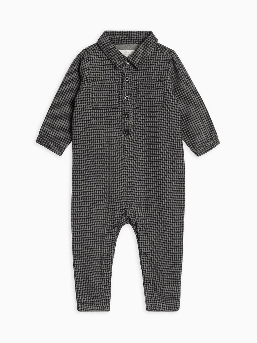 Locke Flannel Collar Romper Sale : Baby : One Pieces : Rompers : Long Sleeves Kendi Organic Cotton Baby Locke Flannel Collar Romper