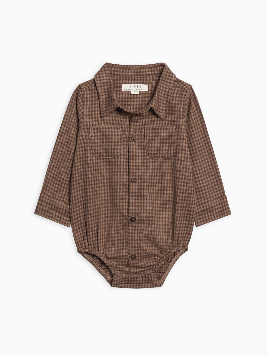 Giri Flannel Collared Bodysuit