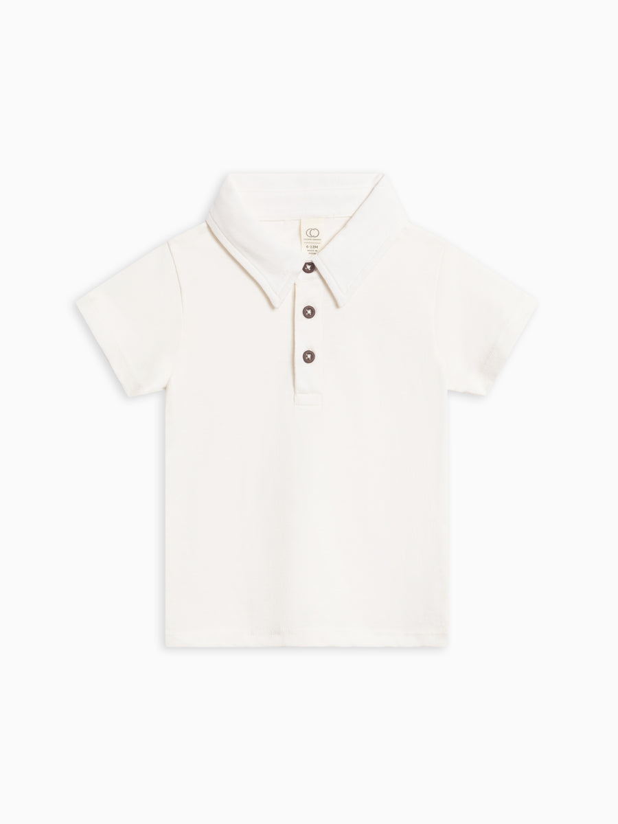 Ben Short Sleeve Polo - Coconut Baby-Kids : Tops : Shirts : Short Sleeves KENDI by Colored Organics Organic Cotton Baby and Kids Ben Short Sleeve Polo