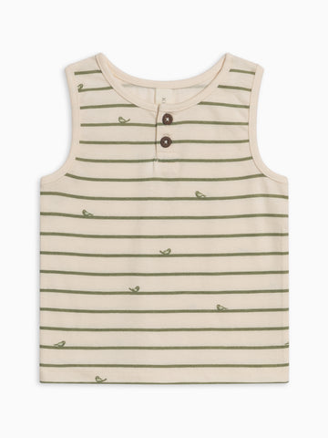 Niko Henley Tank Top - Bird Stripe / Fern