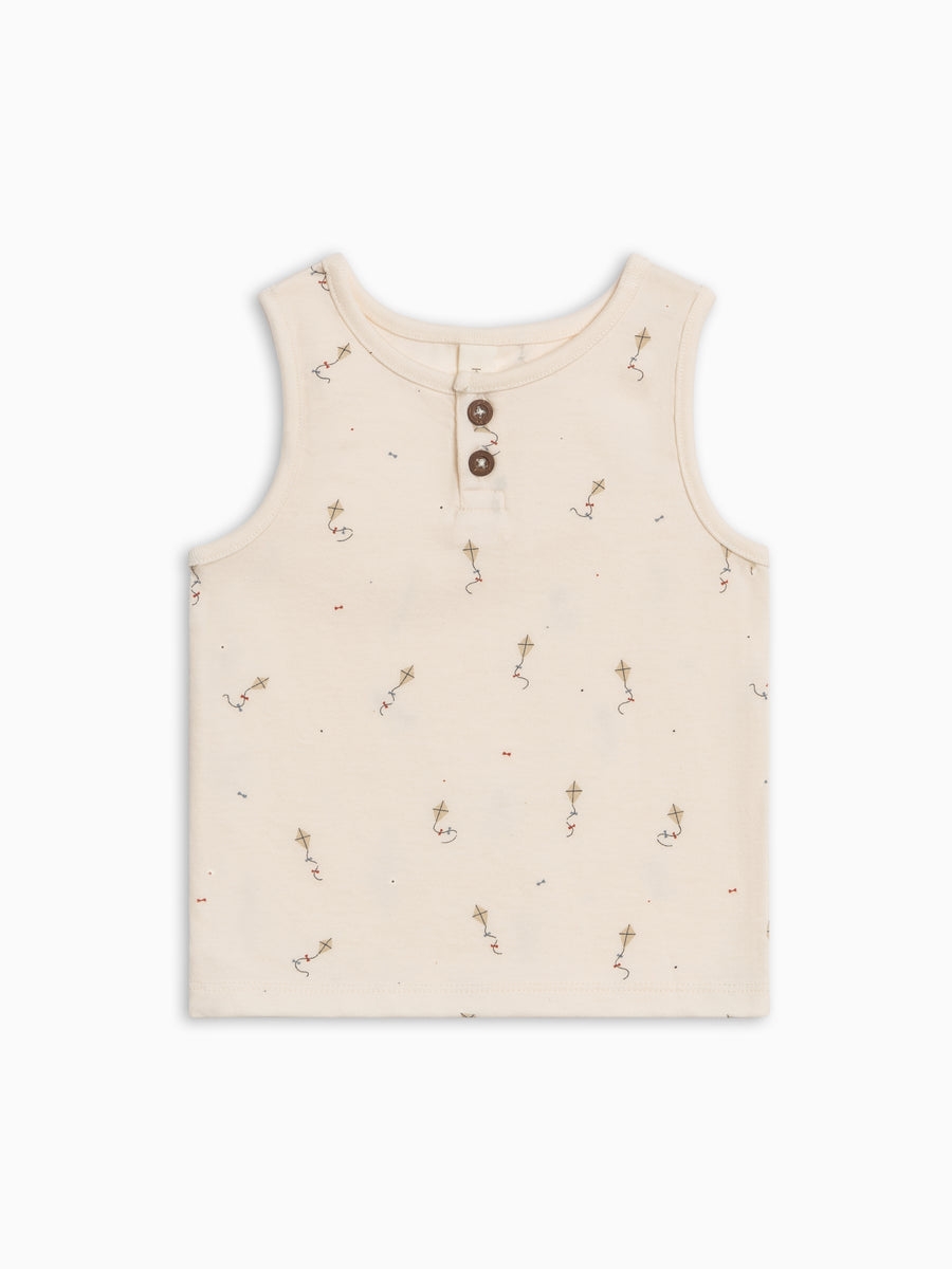 Niko Henley Tank Top - Kite / Dune + Barn Baby-Kids : Tops : Tanks Kendi PRE ORDER Niko Henley Tank Top - Kite / | Colored Organics®