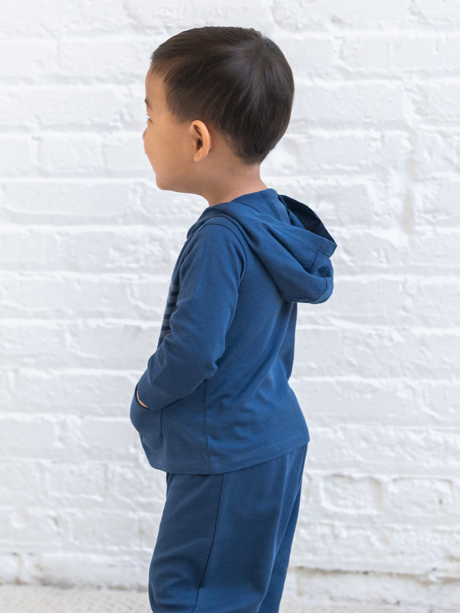 Iver Pocket Hoodie - Indigo + Steel Stripe