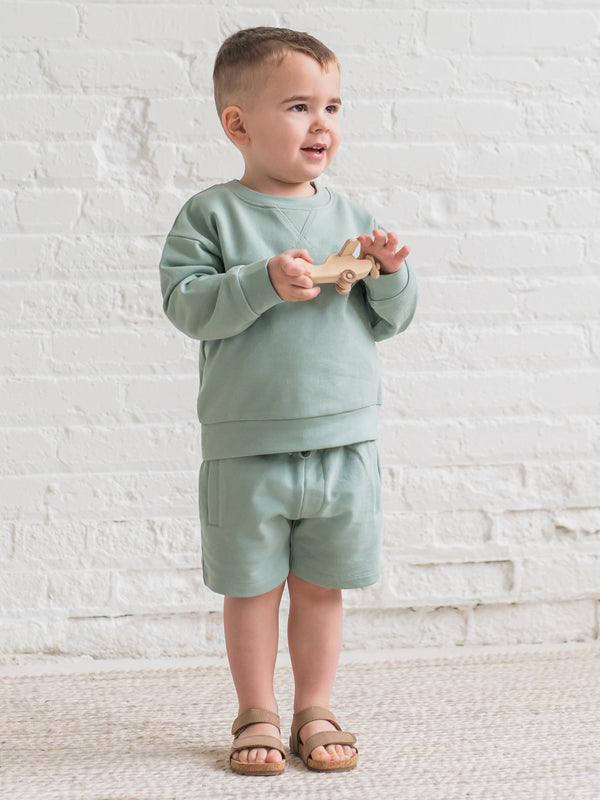 Quinn French Terry Relaxed Pullover Sweatshirt Baby-Kids : Tops : Pullovers : Long Sleeves Kendi Organic Cotton Baby and Kids Quinn French Terry Relaxed Pullover Sweatshirt