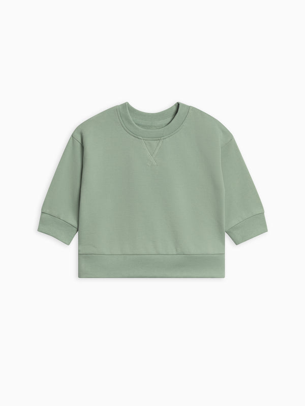 Quinn French Terry Relaxed Pullover Sweatshirt Baby-Kids : Tops : Pullovers : Long Sleeves Kendi Organic Cotton Baby and Kids Quinn French Terry Relaxed Pullover Sweatshirt