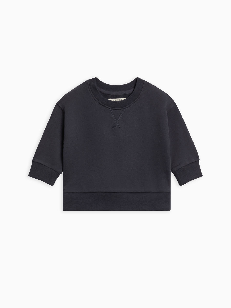 Quinn French Terry Relaxed Pullover Sweatshirt Baby-Kids : Tops : Pullovers : Long Sleeves Kendi Organic Cotton Baby and Kids Quinn French Terry Relaxed Pullover Sweatshirt