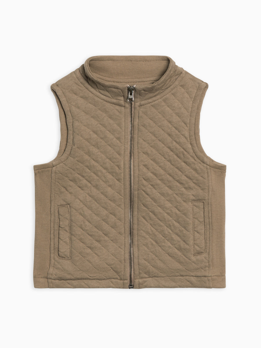 Hudson Quilted Jacquard Zip Up Vest Sale : Baby-Kids : Tops : Tops : Outerwear Kendi Organic Cotton Baby and Kids Hudson Quilted Jacquard Zip Up Vest