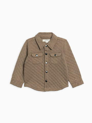 Liam Quilted Jacquard Collared Shirt Baby-Kids : Tops : Shirts : Long Sleeves Kendi Organic Cotton Baby and Kids Liam Quilted Jacquard Collard Shirt