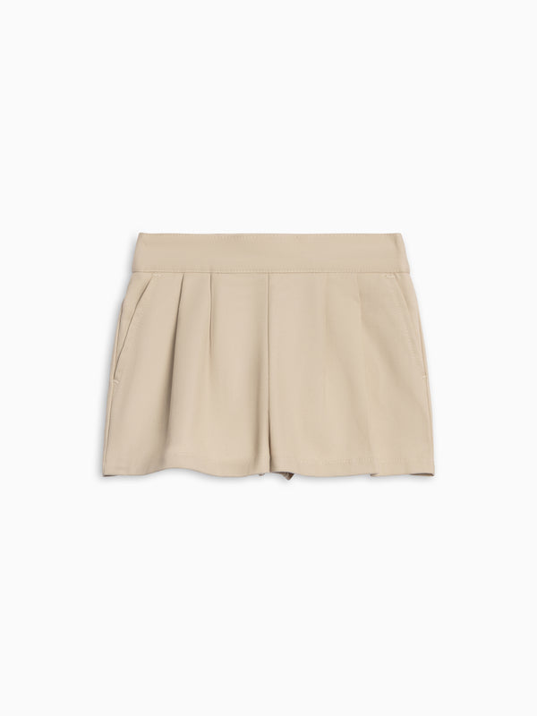 Leona Twill Pleat Shorts - Dune Baby-Kids : Bottoms : Shorts Kendi Leona Twill Pleat Shorts - Dune for Baby | Colored Organics®