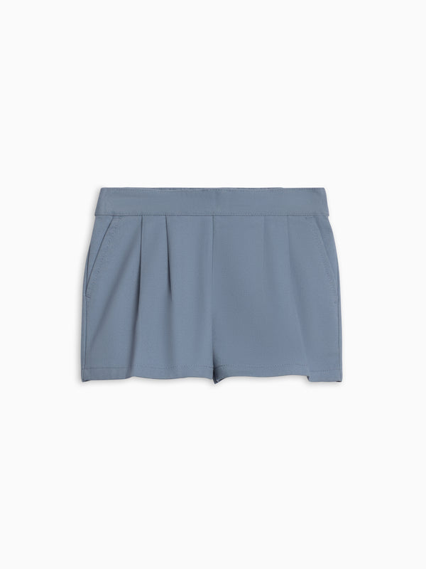 Leona Twill Pleat Shorts - Sea Baby-Kids : Bottoms : Shorts Kendi Organic Cotton Baby and Kids Leona Twill Shorts