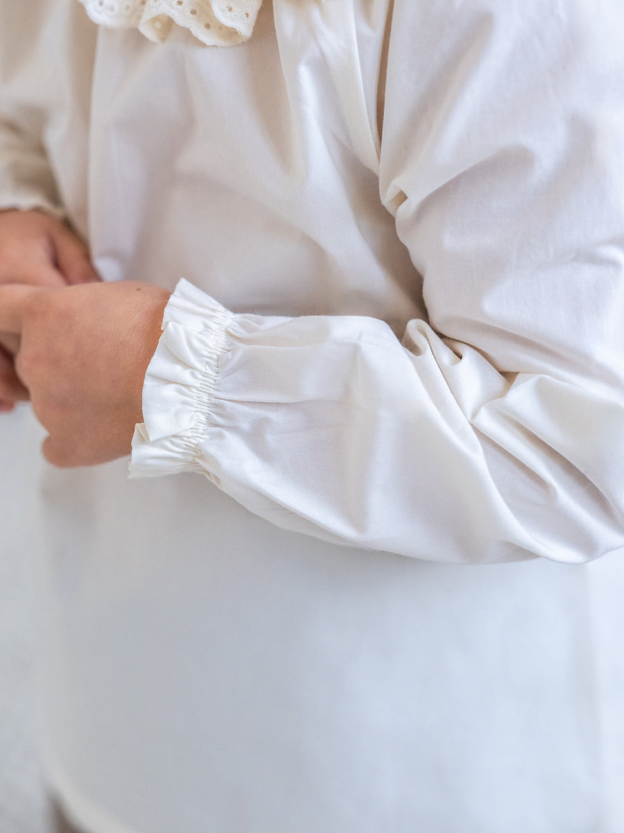 Shirley Poplin Ruffle Collar Shirt - Ivory