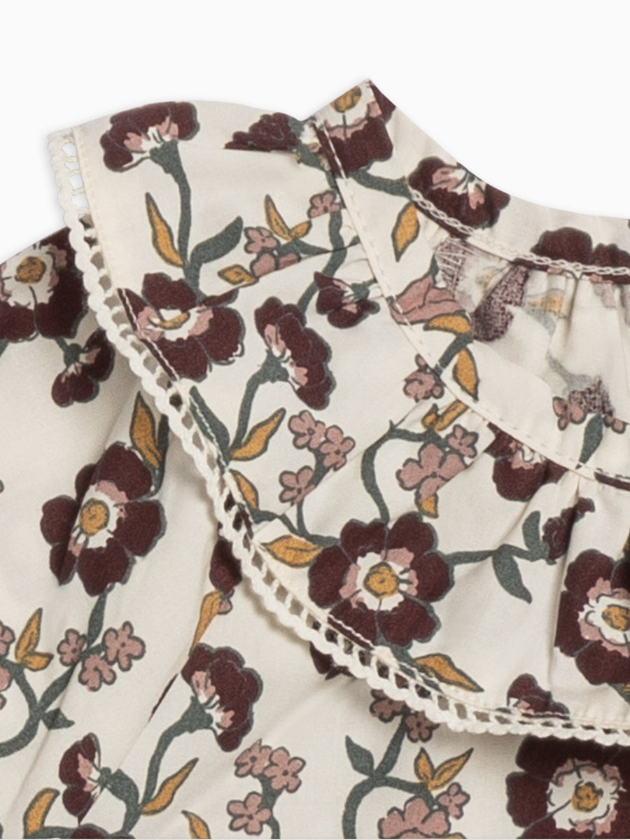 Shirley Poplin Ruffle Collar Shirt Kids : Tops : Shirts : Long Sleeves Kendi Organic Cotton Kids Shirley Poplin Ruffle Collar Shirt