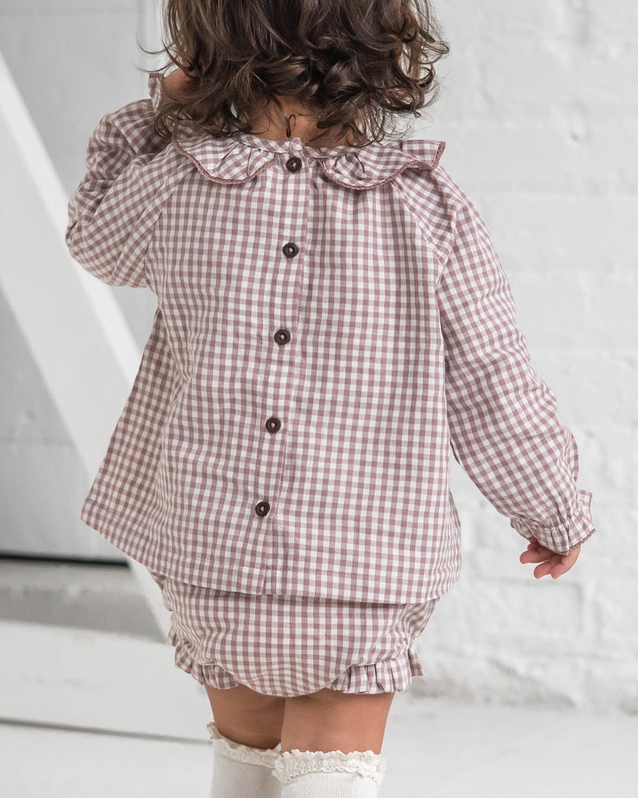 Dorothy Poplin Ruffle Collar Shirt and Bloomer Set