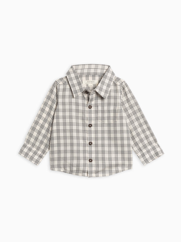 Earl Poplin Collar Shirt Baby-Kids : Tops : Shirts : Long Sleeves Kendi Organic Cotton Baby and Kids Earl Poplin Collar Shirt