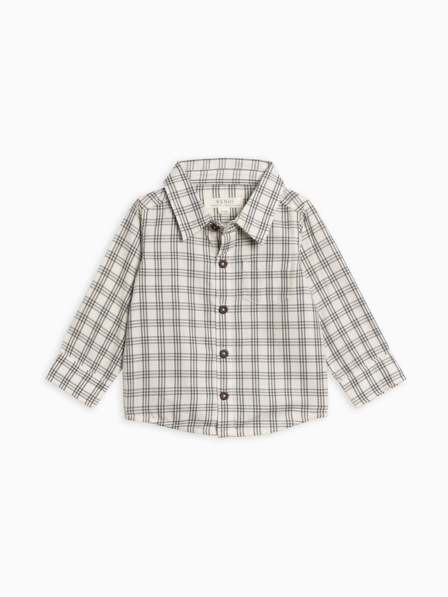 Earl Poplin Collar Shirt Baby-Kids : Tops : Shirts : Long Sleeves Kendi Organic Cotton Baby and Kids Earl Poplin Collar Shirt