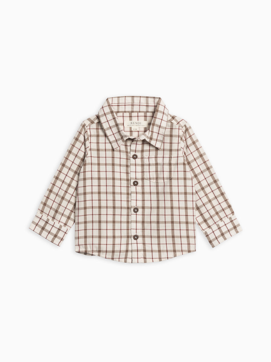 Earl Poplin Collar Shirt Baby-Kids : Tops : Shirts : Long Sleeves Kendi Organic Cotton Baby and Kids Earl Poplin Collar Shirt