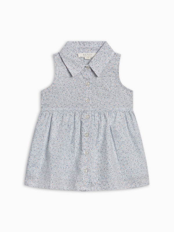 Freya Poplin Sleeveless Shirt Dress Baby-Kids : Dresses : Tanks Kendi Baby Freya Poplin Sleeveless Shirt Dress | Colored Organics®