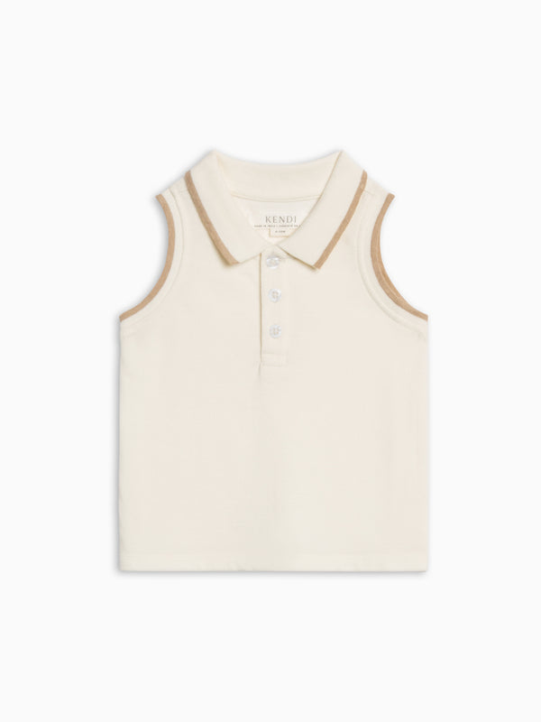 Annika Piqué Polo Tank - Coconut Baby-Kids : Tops : Shirts : Tanks Kendi Organic Cotton Baby and Kids Annika Pique Polo