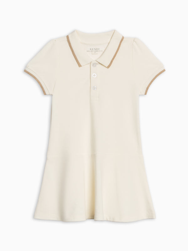 Betsy Piqué Polo Dress - Coconut Kids : Dresses : Short Sleeves Kendi Baby Betsy Piqué Polo Dress - Coconut | Colored Organics®
