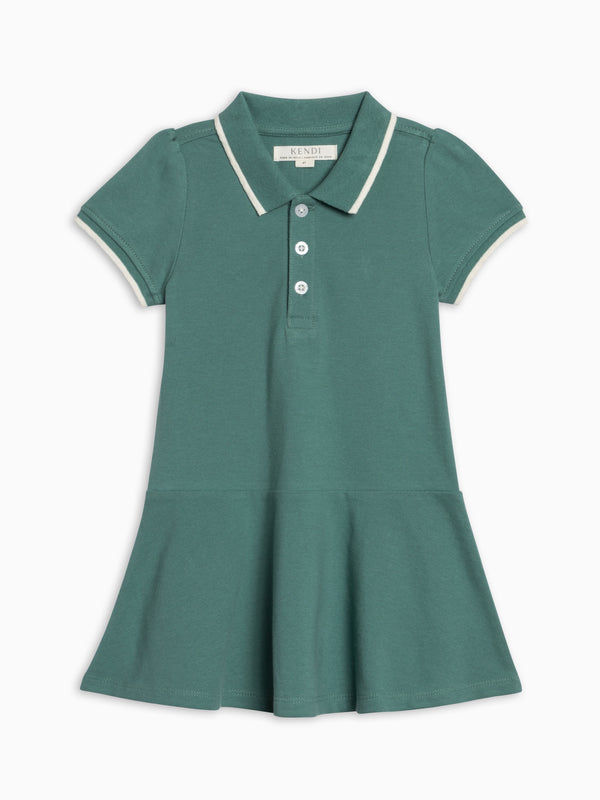 Betsy Piqué Polo Dress - Laguna Kids : Dresses : Short Sleeves Kendi Betsy Piqué Polo Dress - Laguna for Baby | Colored Organics®