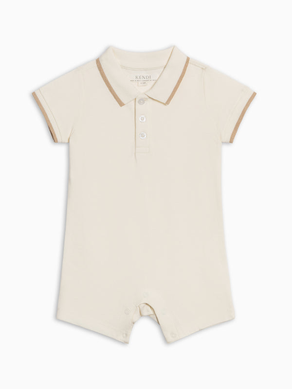 Walter Piqué Polo Romper - Coconut