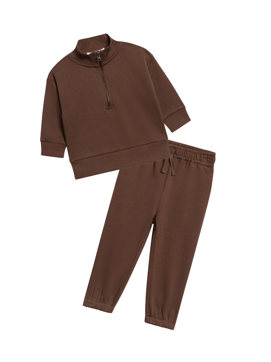 Organic 2-Piece Fleece Quarter Zip and Pant Set Sale : Baby-Kids : Virtual Set KENDI