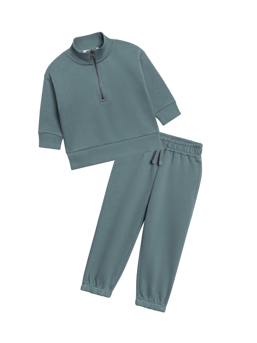 Organic 2-Piece Fleece Quarter Zip and Pant Set Sale : Baby-Kids : Virtual Set KENDI