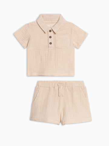 Organic Boys Muslin Shirt and Short Set Baby-Kids : Virtual Set KENDI by Colored Organics