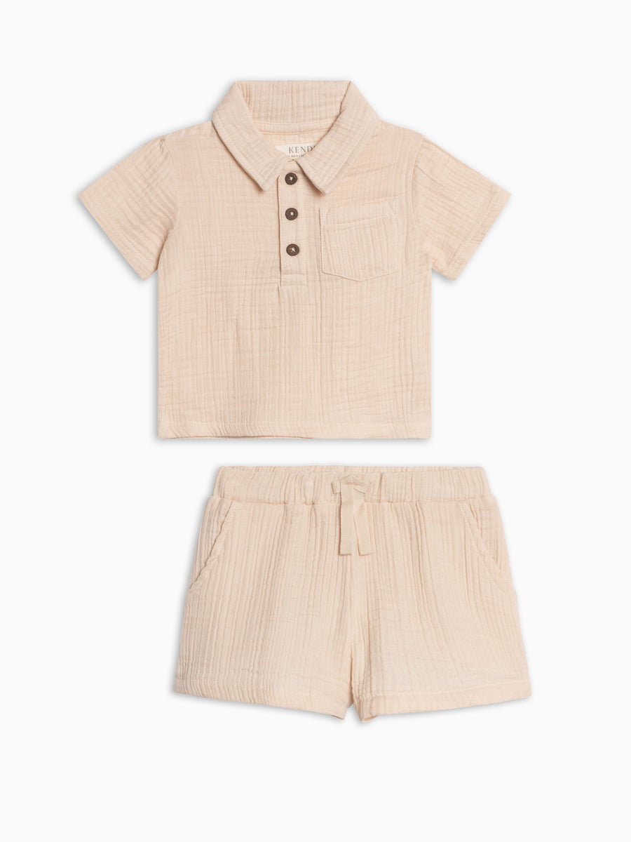 Organic Boys Muslin Shirt and Short Set