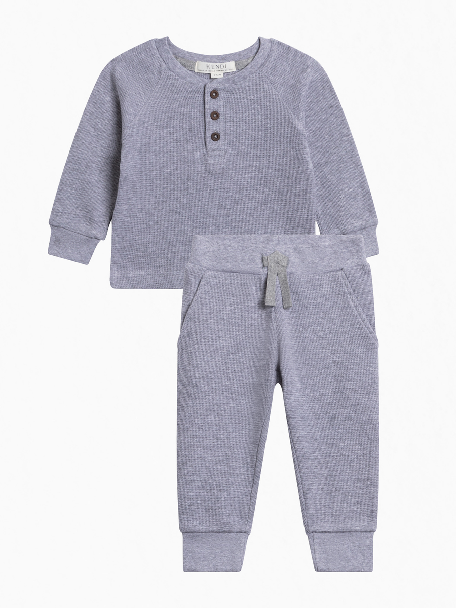 Organic Boy Fall Henley Waffle Set