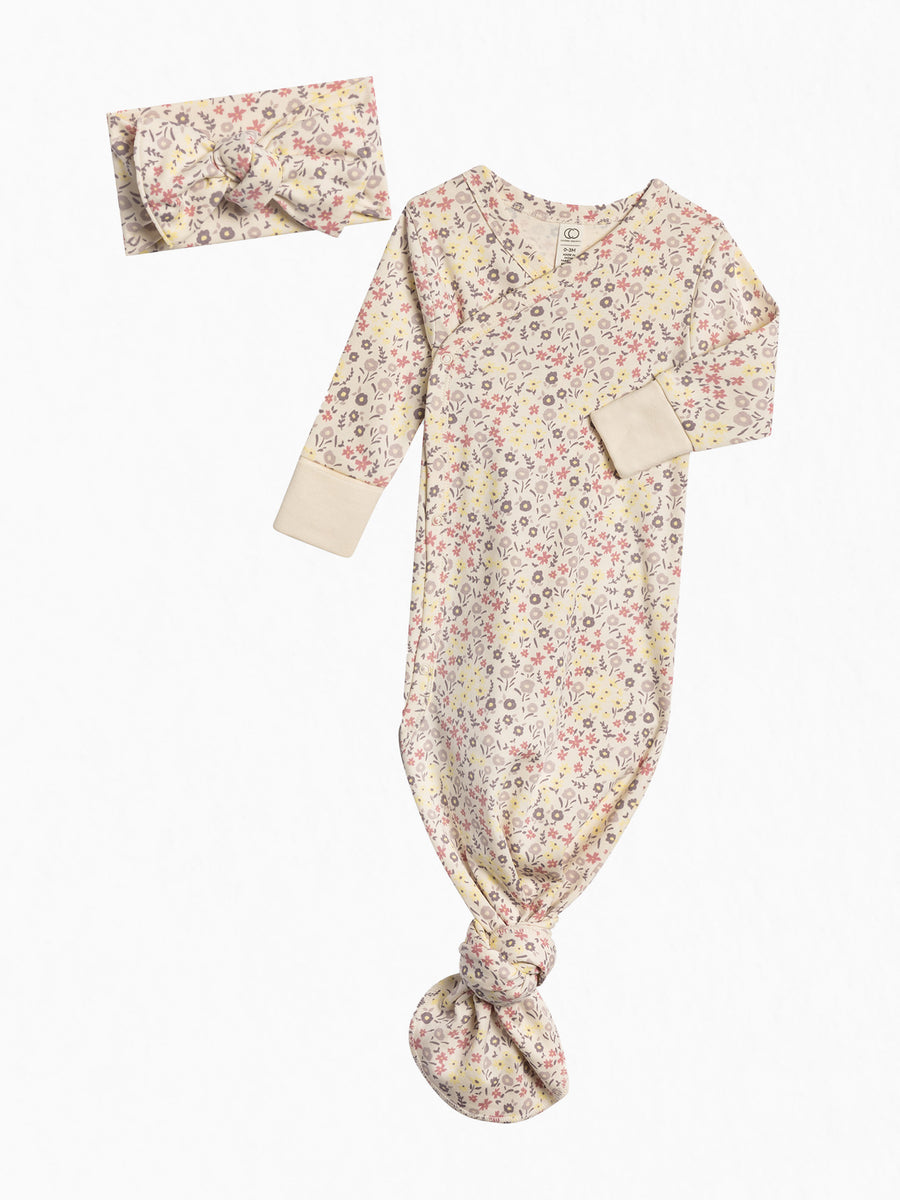 Organic Kimono Gown and Bow Wrap Set Baby : Virtual Bundle : Accessories : Bows : Headbands : One Pieces : Kimono Bodysuits : Long Sleeves Colored Organics