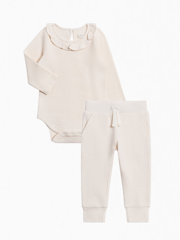 Organic Girl Waffle Bodysuit Set