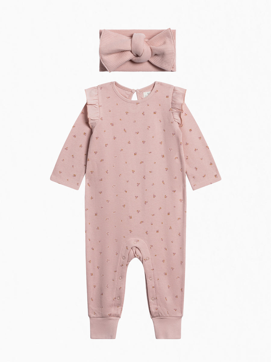 Organic Girl Waffle Romper Set Baby : Virtual Set KENDI by Colored Organics Organic Waffle Summer Set for Baby | Colored Organics®