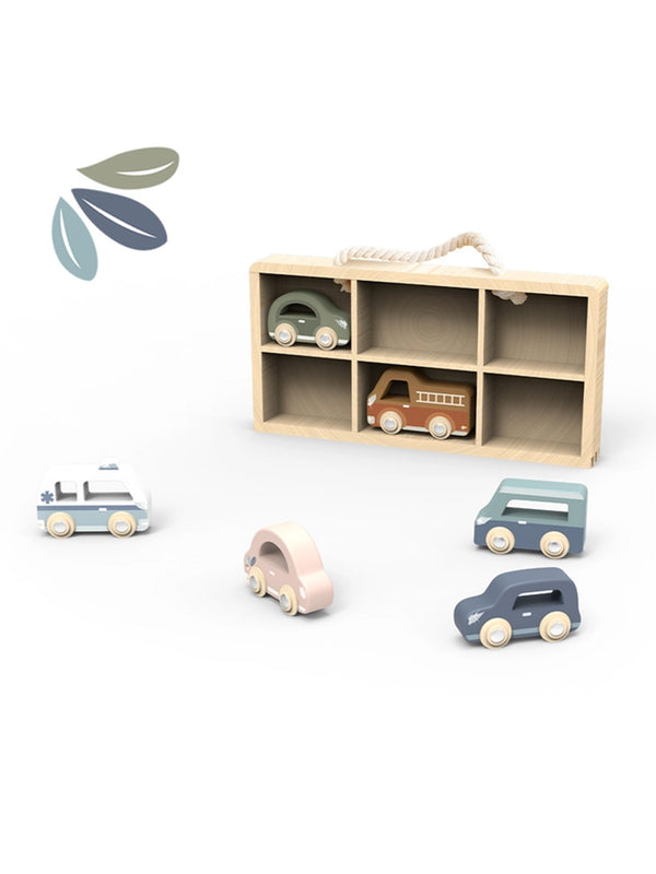 Car Display Case with 6 Vehicles Kids : Toys : Wooden Speedy Monkey