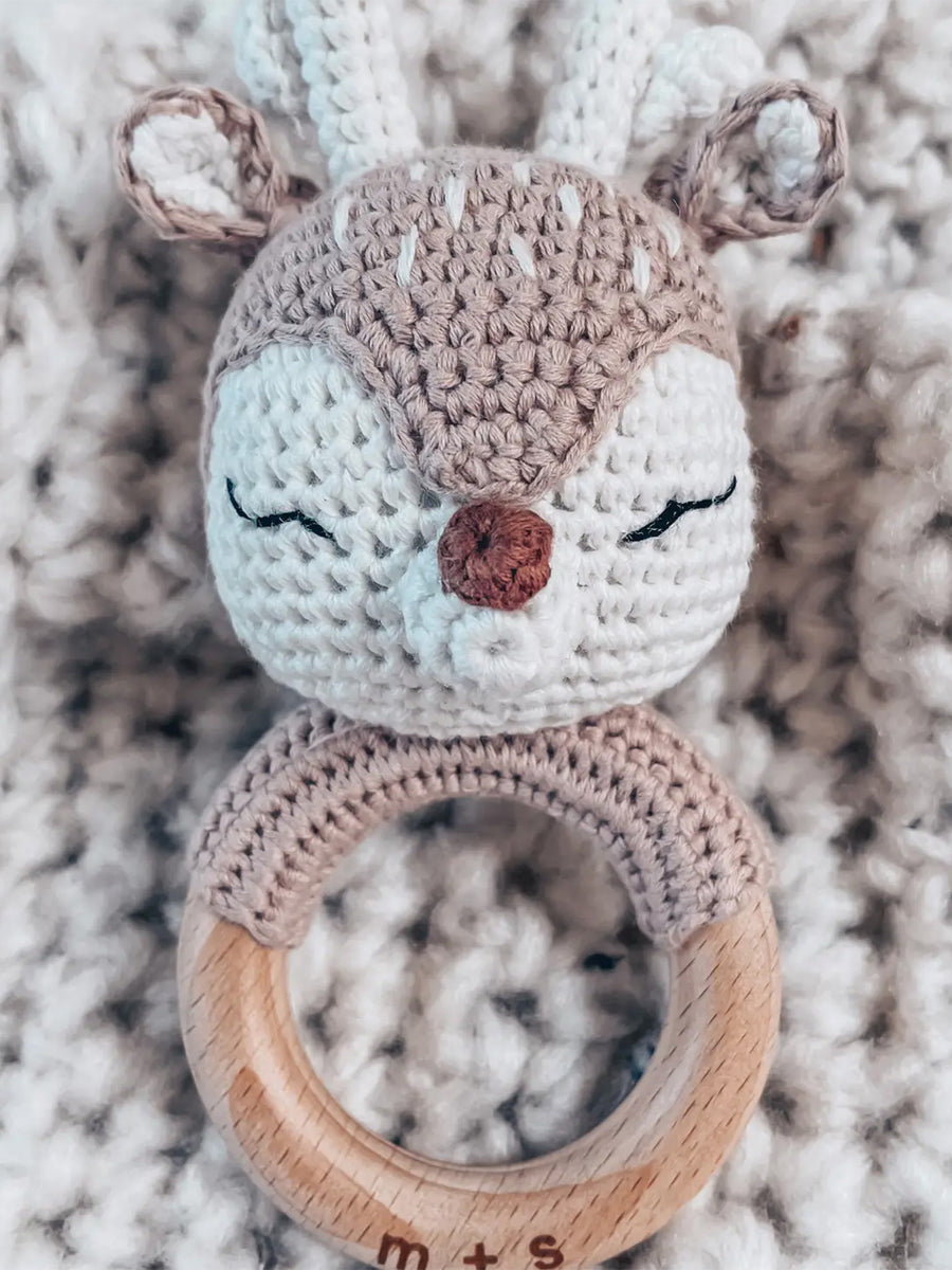Deer Crochet Rattle Baby : Toys : Plush + Crinkle : Rattles Marlowe and Sage
